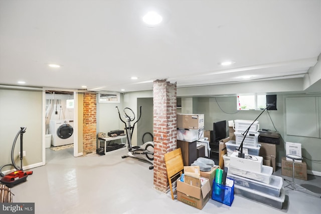 300 E Broad St, Falls Church, VA 22046 - below grade area featuring washer / clothes dryer and recessed lighting