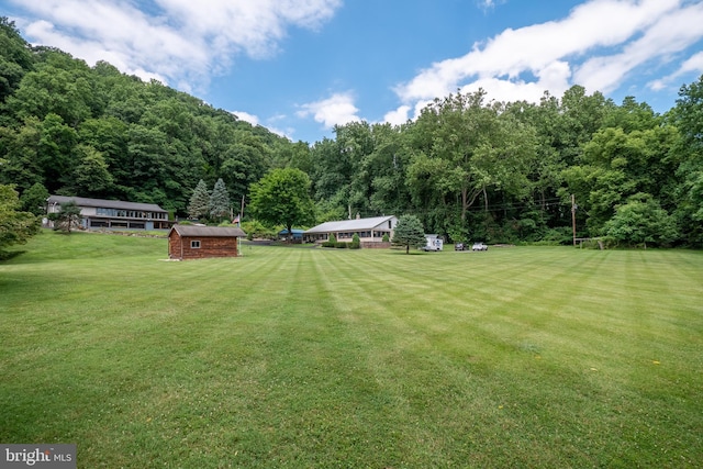 view of yard with an outdoor structure