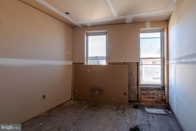 spare room featuring wood finished floors