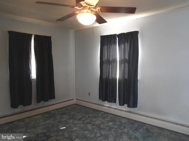 empty room featuring a baseboard radiator