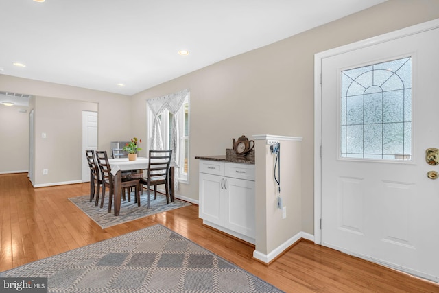 603 N York Rd, Sterling, VA 20164 - dining area featuring light wood finished floors, baseboards, and recessed lighting