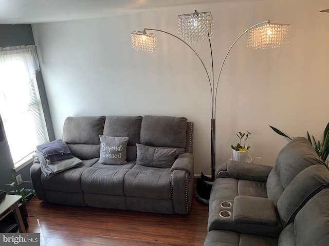 living area with wood finished floors