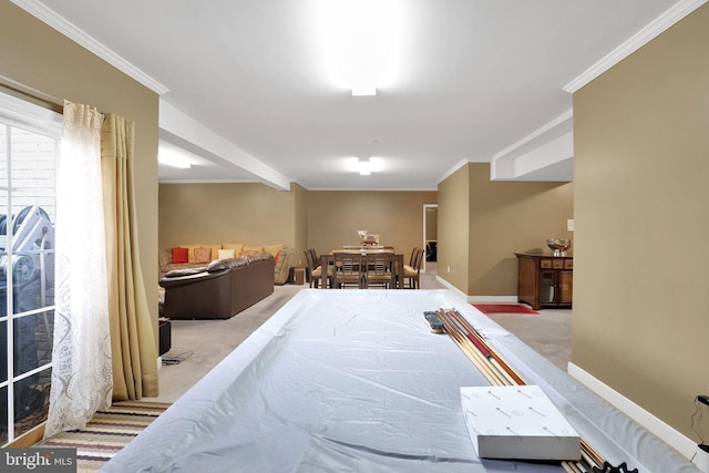 13110 Ogles Hope Dr, Bowie, MD 20720 - playroom featuring ornamental molding, light colored carpet, and baseboards