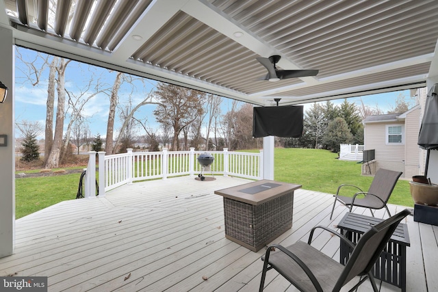 13110 Ogles Hope Dr, Bowie, MD 20720 - deck featuring a lawn and ceiling fan
