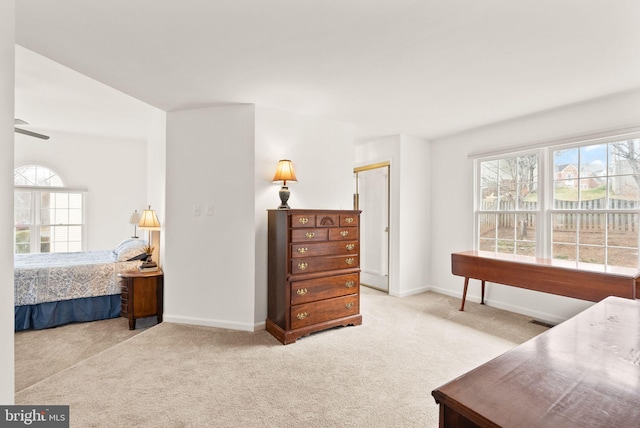 bedroom featuring visible vents, baseboards, and carpet flooring