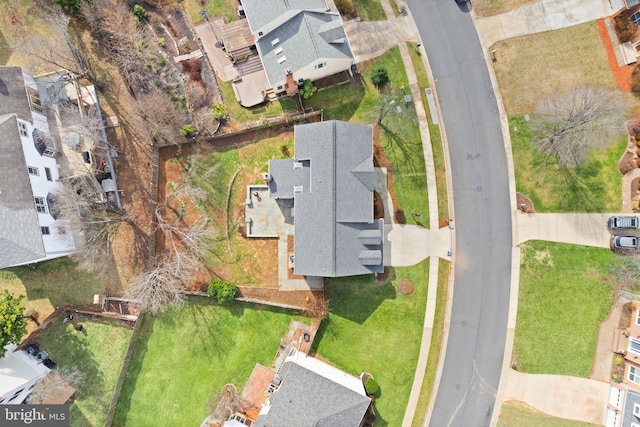 drone / aerial view with a residential view