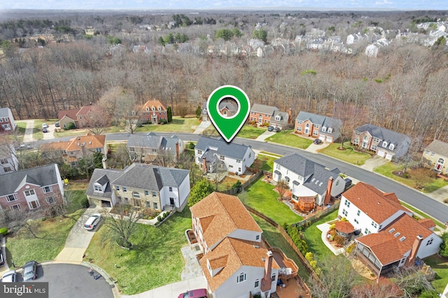 bird's eye view featuring a residential view