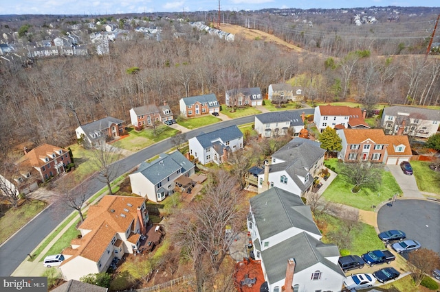 birds eye view of property with a residential view