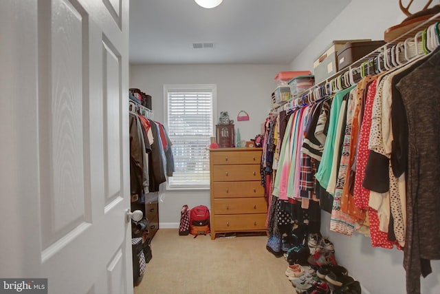 walk in closet with carpet and visible vents