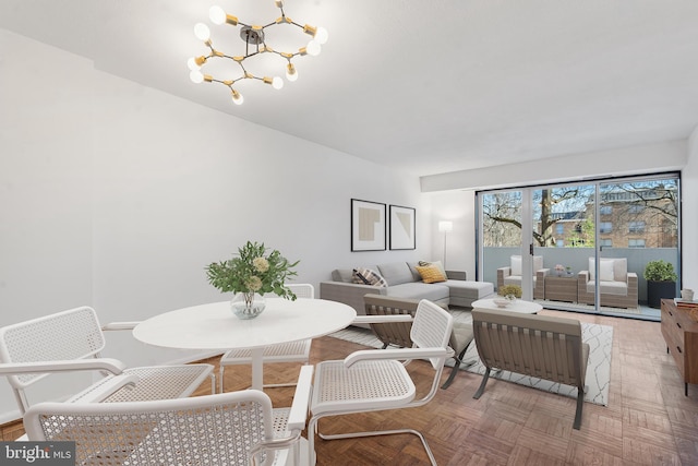 dining room featuring a chandelier