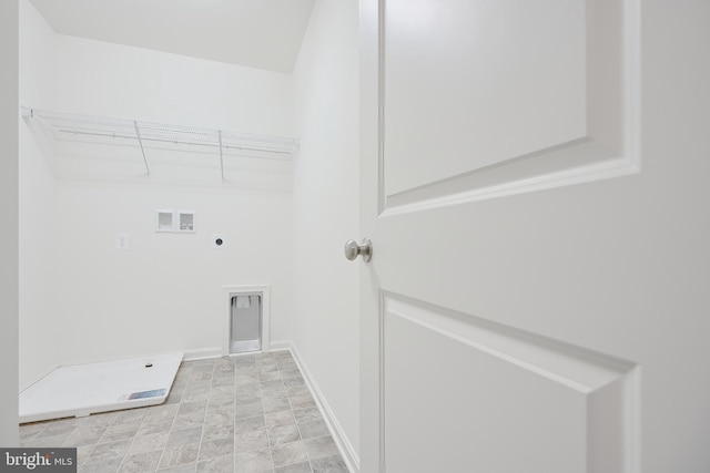 laundry area featuring baseboards, laundry area, washer hookup, and hookup for an electric dryer