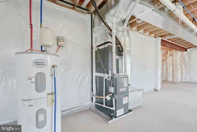 utility room with electric water heater