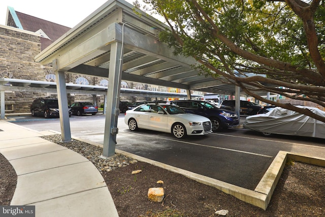 view of covered parking lot