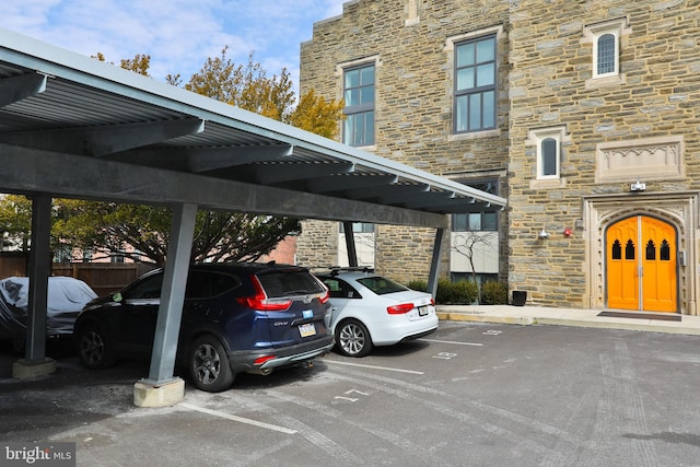 view of covered parking lot