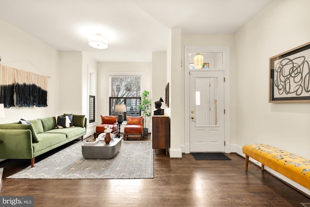 entrance foyer with baseboards and dark wood finished floors