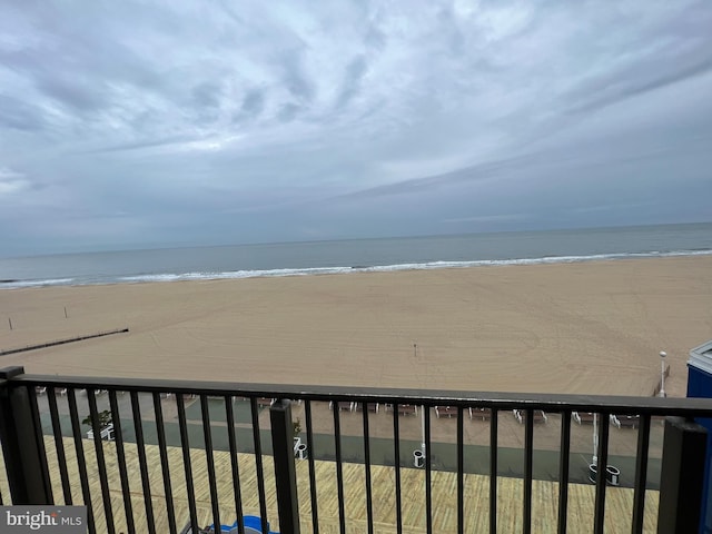 view of water feature featuring a beach view