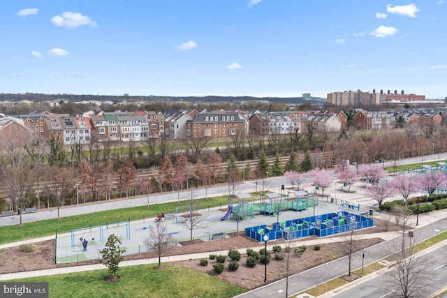 aerial view with a residential view