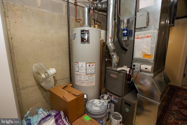 utilities with water heater and heating unit