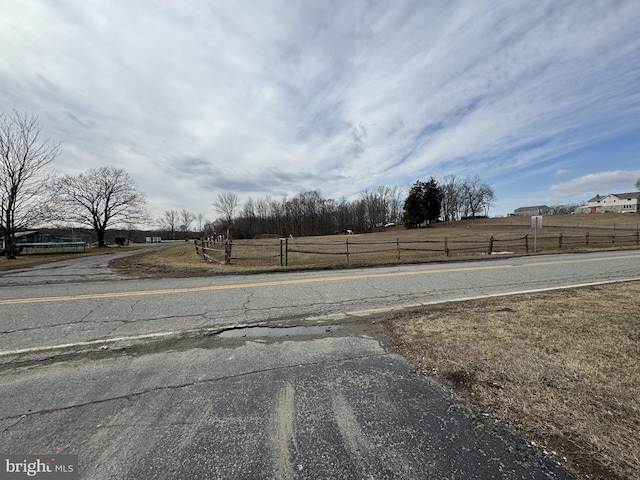 view of road with a rural view