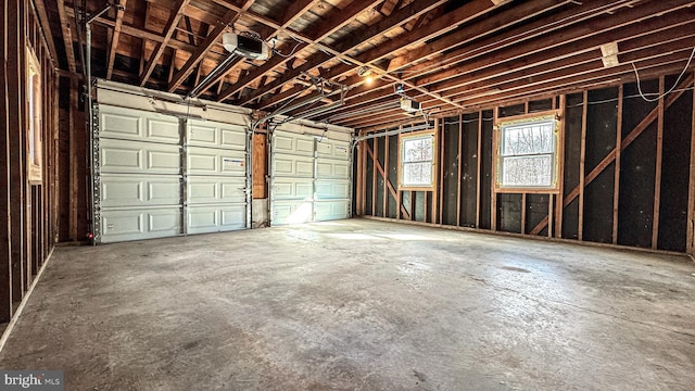 garage with a garage door opener