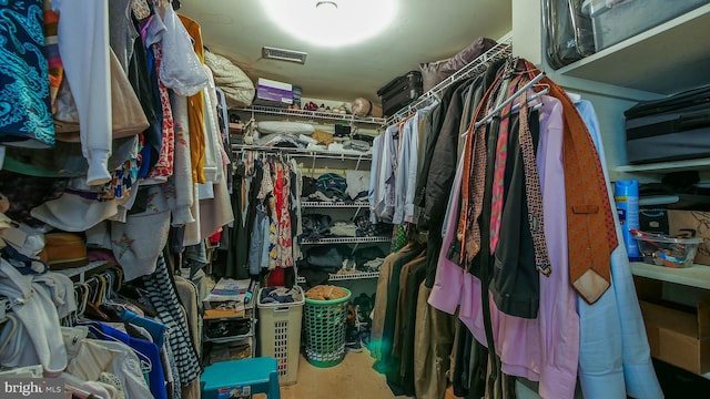 spacious closet with visible vents