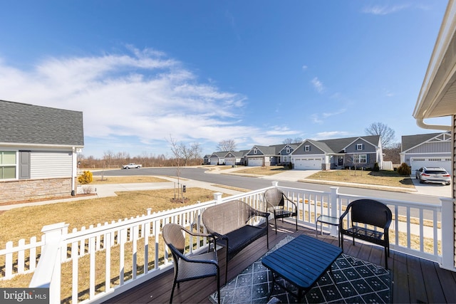 deck with a residential view