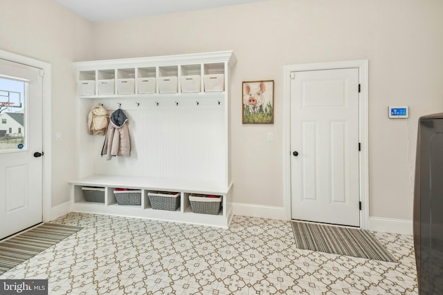 mudroom with baseboards