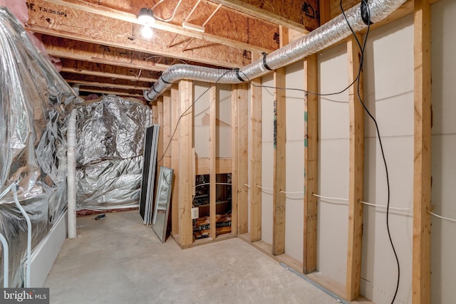 view of unfinished basement