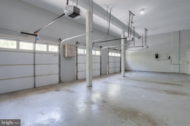 garage with a garage door opener