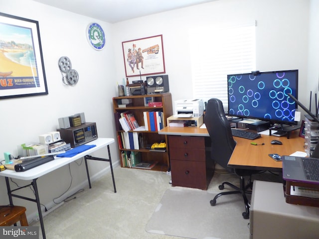 office area with light colored carpet