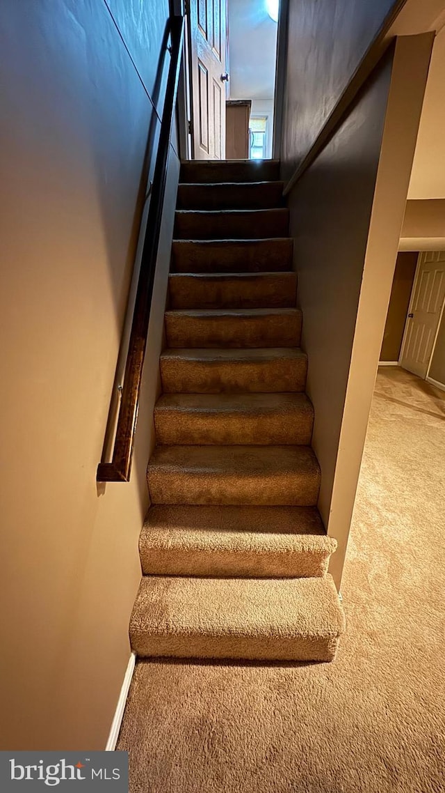 5716 Willowton Ave, Baltimore, MD 21239 - staircase featuring carpet