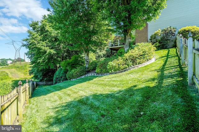 view of yard with a fenced backyard