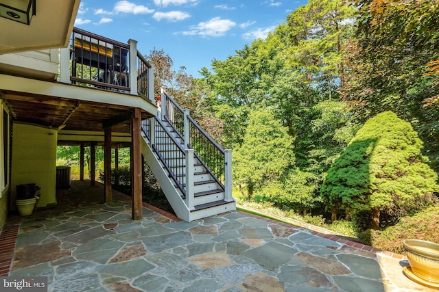 view of patio with stairs