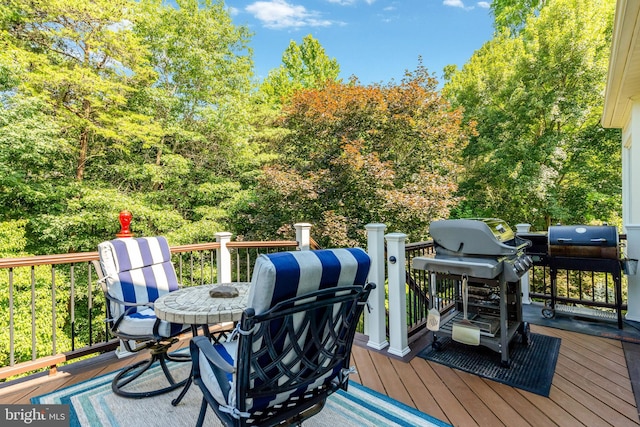 deck featuring a grill