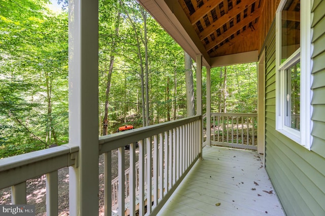 wooden terrace with covered porch