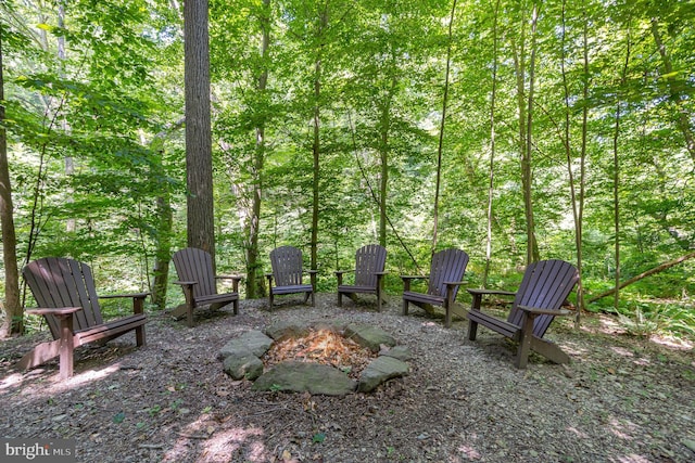 view of yard with an outdoor fire pit