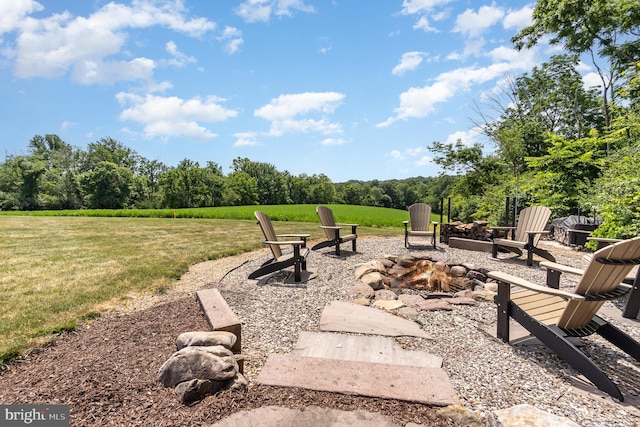 view of patio / terrace with an outdoor fire pit