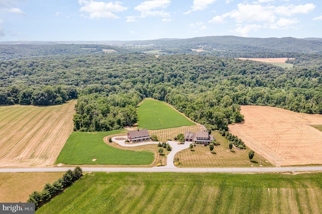 aerial view featuring a rural view