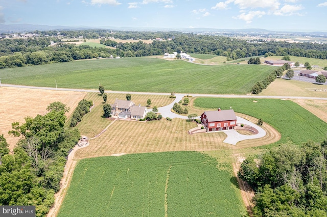 drone / aerial view featuring a rural view