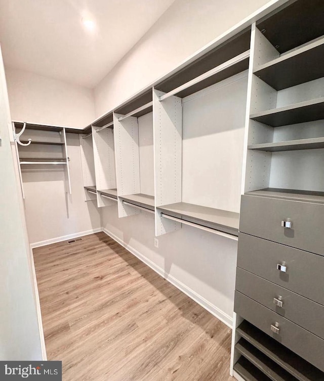 spacious closet with light wood-style flooring