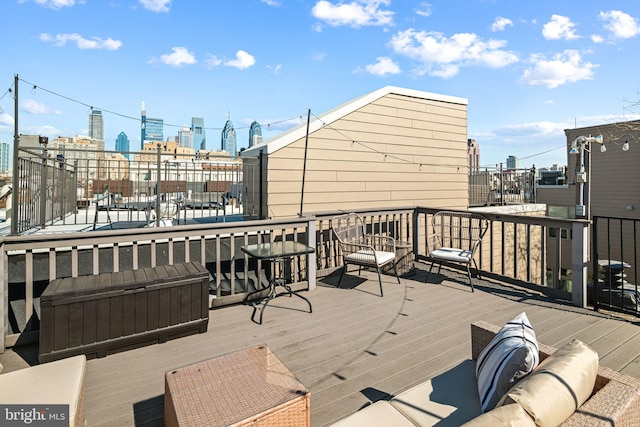 deck featuring a view of city