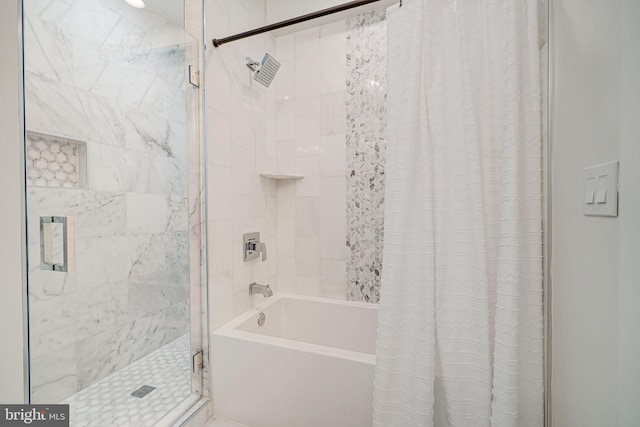 bathroom featuring shower / bath combo with shower curtain