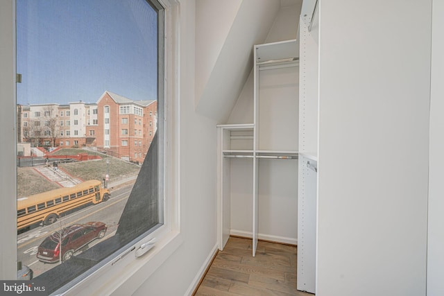 spacious closet with wood finished floors