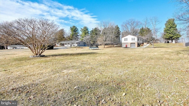 view of yard featuring a trampoline