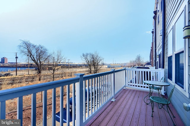 deck with a water view