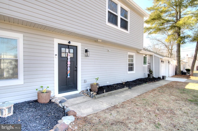 entrance to property with a garage