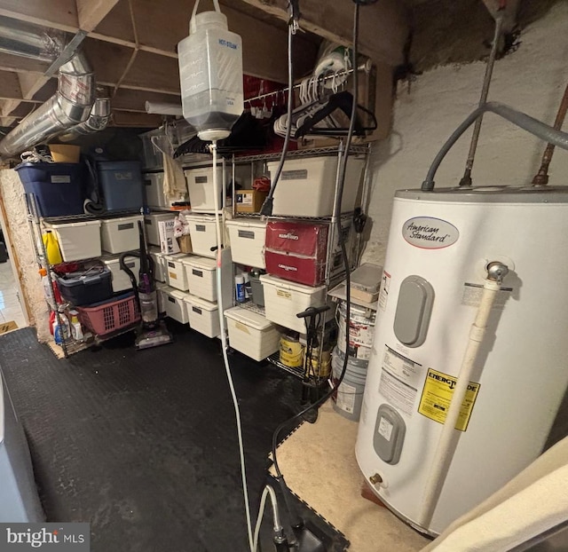 storage area with water heater