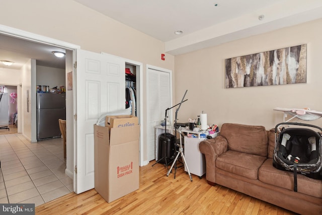 living area featuring light wood-type flooring