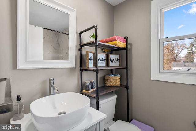 bathroom with toilet and vanity