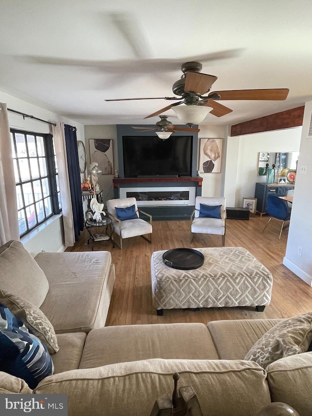 living area featuring wood finished floors